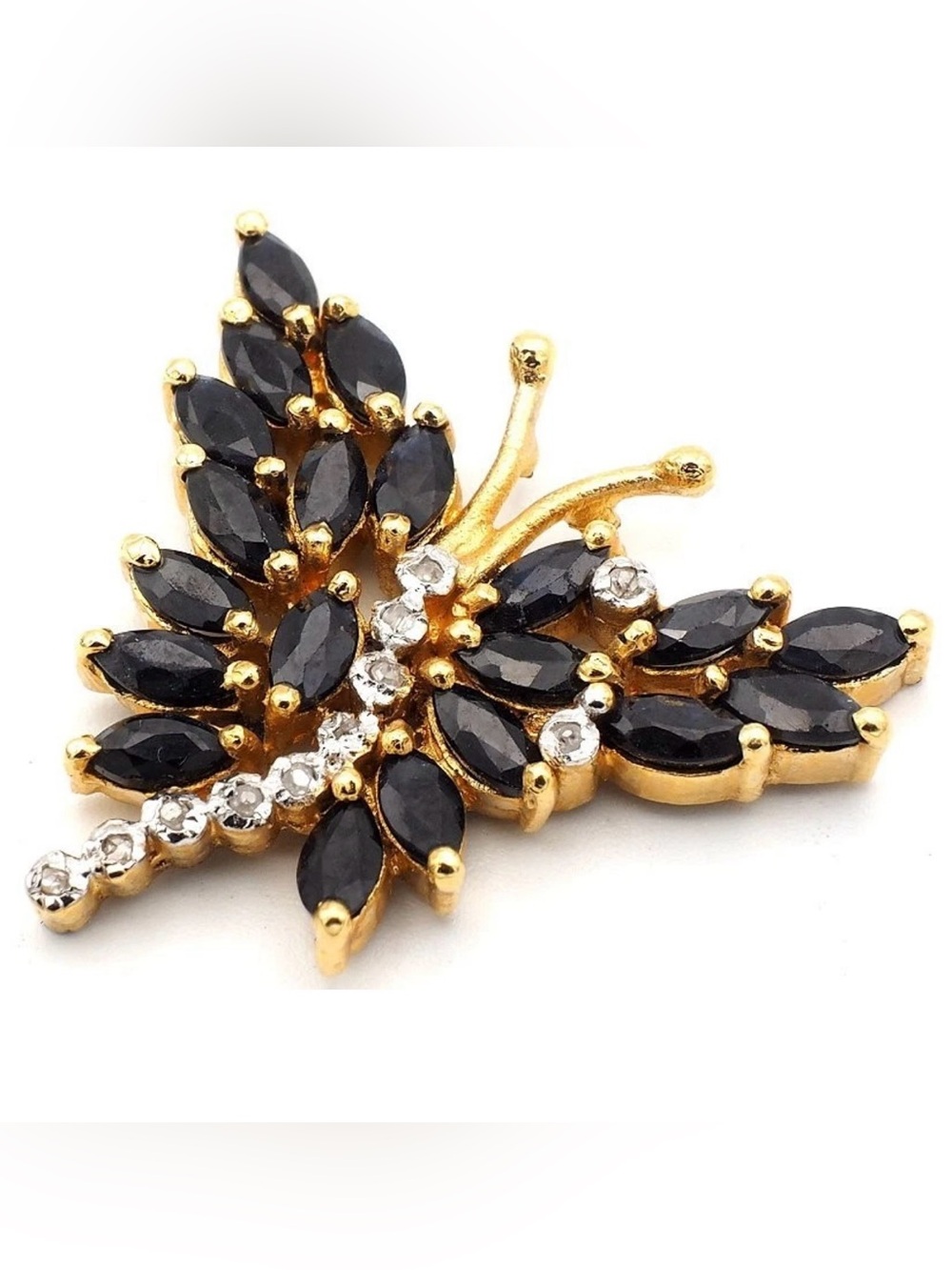Vintage Brooch/Pendant 14K Gold Sapphires Diamonds